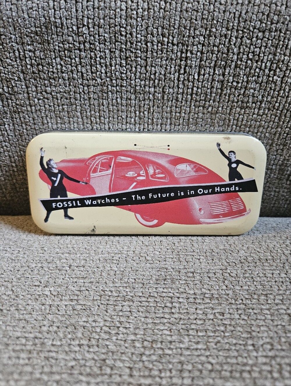 Fossil Watch Tin With Old Red Car 1991